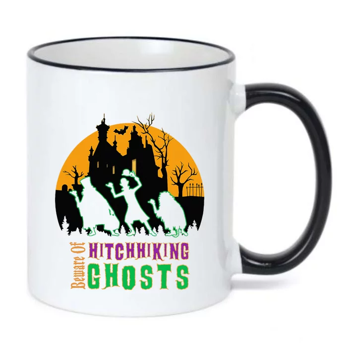 Beware Of Hitchhiking Ghosts Halloween Black Color Changing Mug