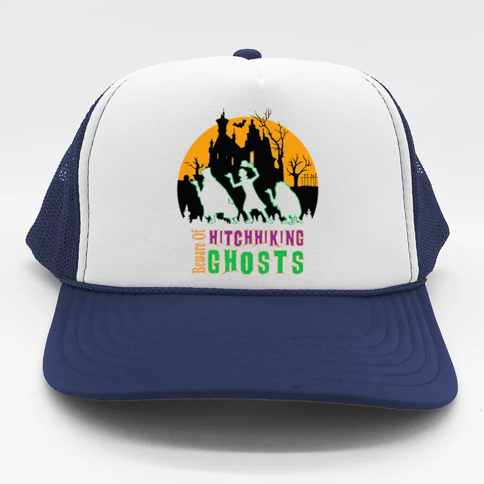 Beware Of Hitchhiking Ghosts Halloween Trucker Hat