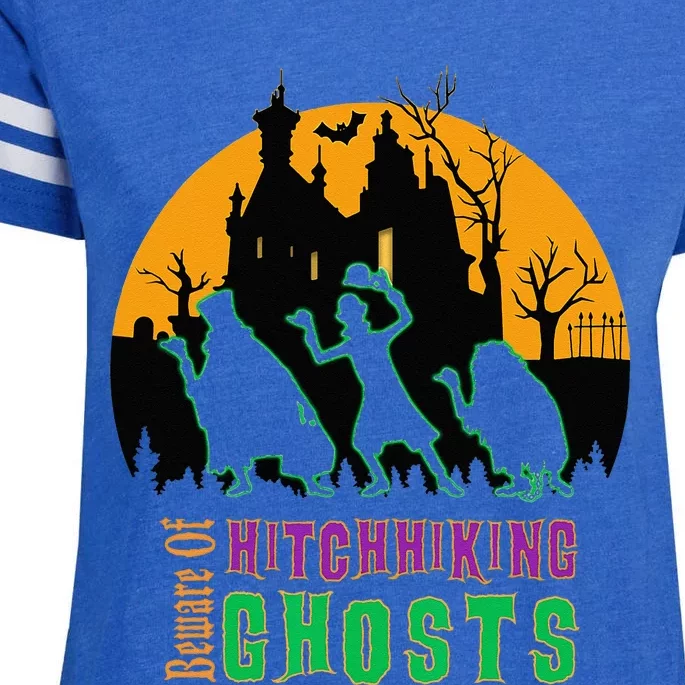 Beware Of Hitchhiking Ghosts Halloween Enza Ladies Jersey Football T-Shirt