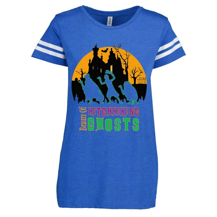 Beware Of Hitchhiking Ghosts Halloween Enza Ladies Jersey Football T-Shirt