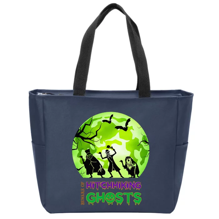 Beware Of Hitchhiking Ghosts Halloween Bat Funny Zip Tote Bag