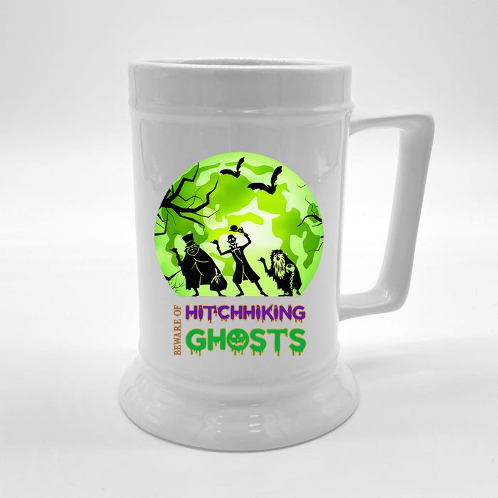 Beware Of Hitchhiking Ghosts Halloween Bat Funny Front & Back Beer Stein