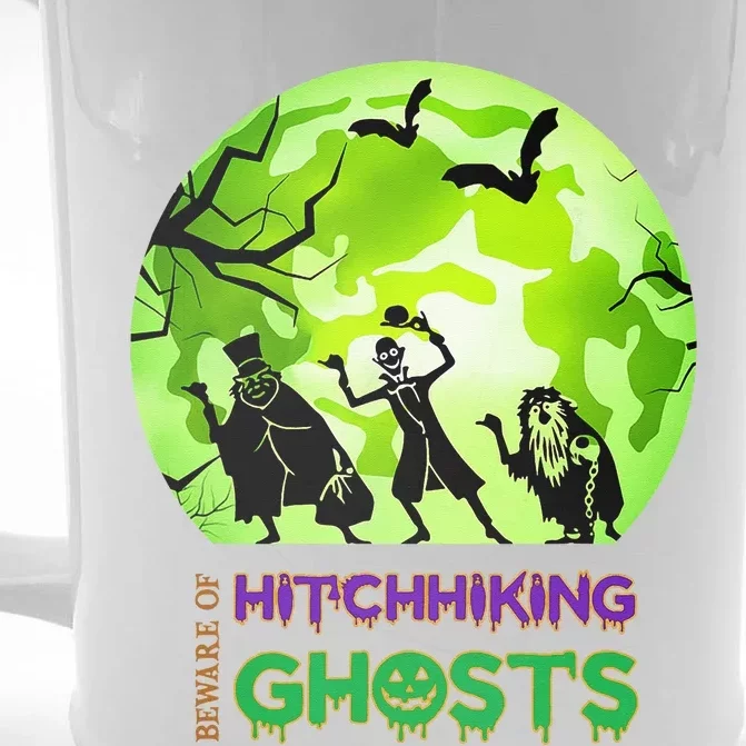 Beware Of Hitchhiking Ghosts Halloween Bat Funny Front & Back Beer Stein