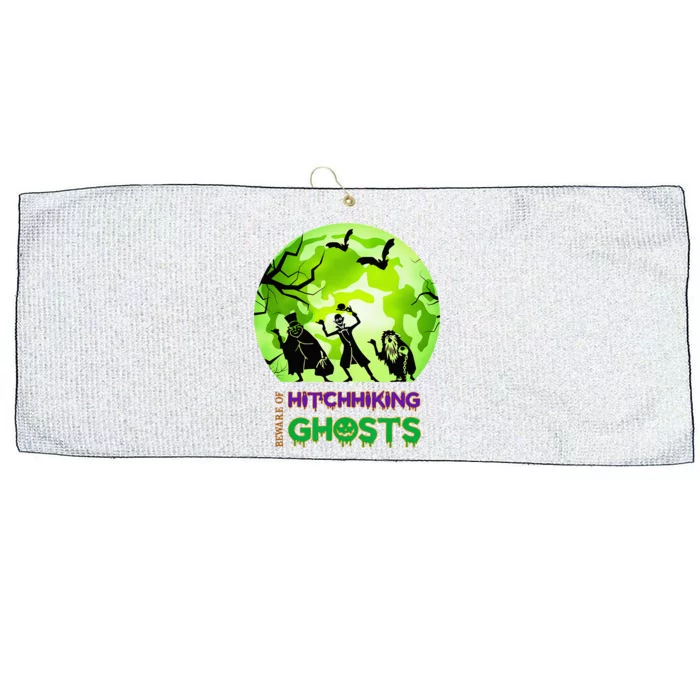 Beware Of Hitchhiking Ghosts Halloween Bat Funny Large Microfiber Waffle Golf Towel