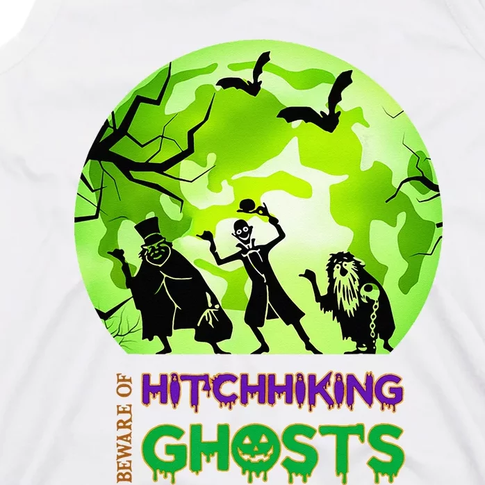 Beware Of Hitchhiking Ghosts Halloween Bat Funny Tank Top