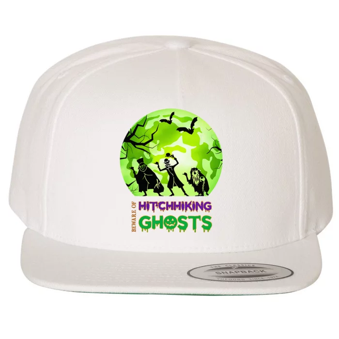 Beware Of Hitchhiking Ghosts Halloween Bat Funny Wool Snapback Cap