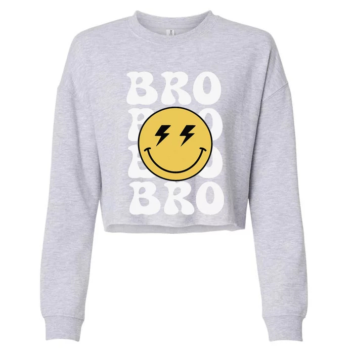 Bro One Happy Dude Birthday Theme Family Matching Cropped Pullover Crew