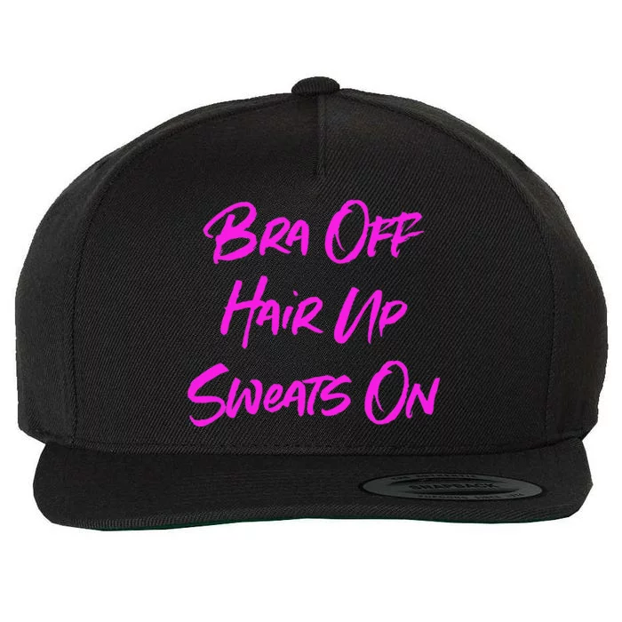 Bra Off Hair Up Sweats On Wool Snapback Cap