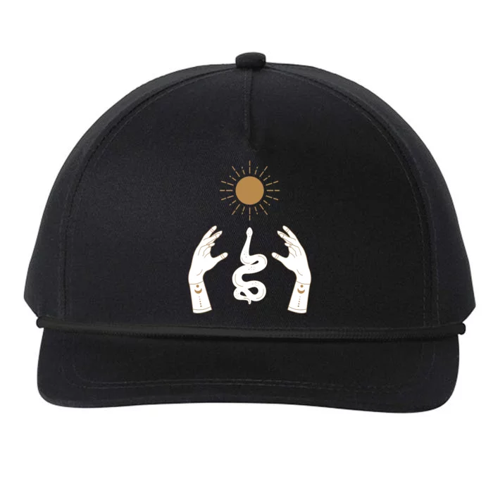 Boho Hands Reaching For The Sun Snake Snapback Five-Panel Rope Hat