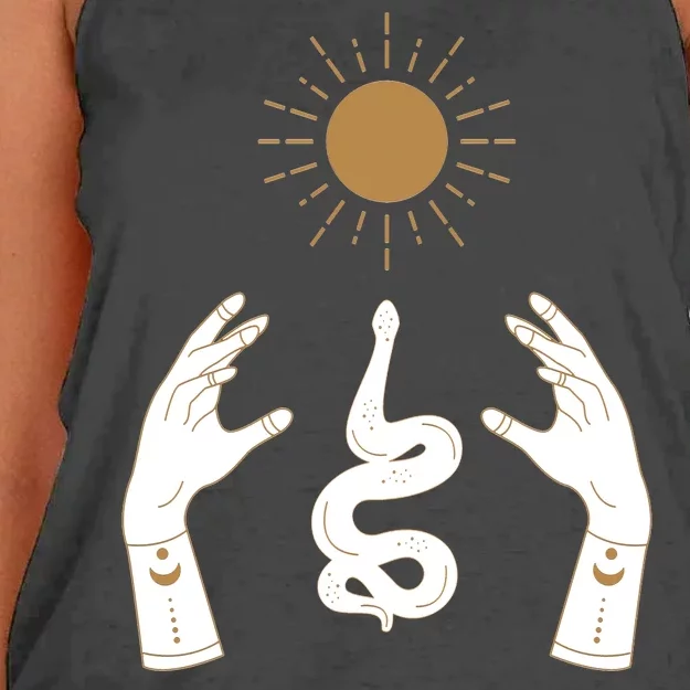 Boho Hands Reaching For The Sun Snake Women's Knotted Racerback Tank