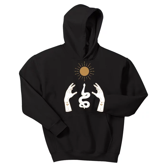 Boho Hands Reaching For The Sun Snake Kids Hoodie