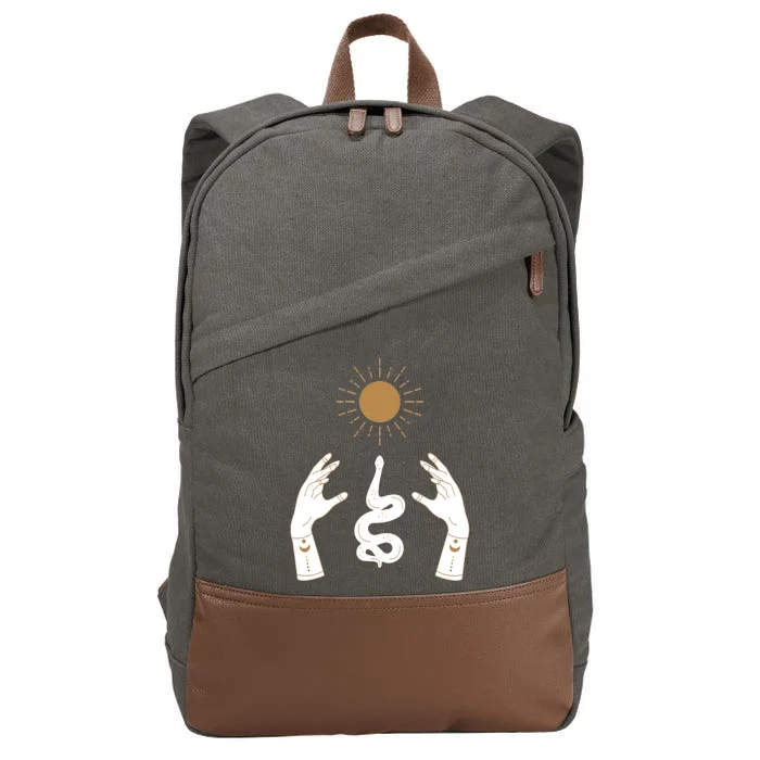 Boho Hands Reaching For The Sun Snake Cotton Canvas Backpack