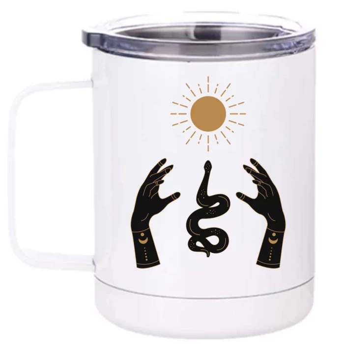 Boho Hands Reaching For The Sun Snake Front & Back 12oz Stainless Steel Tumbler Cup