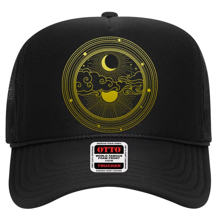 BoHo Moon and Sun Reflection High Crown Mesh Trucker Hat