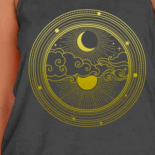 BoHo Moon and Sun Reflection Women's Knotted Racerback Tank