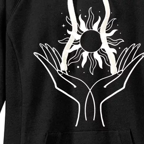 Boho Styled Hands Lifting Sun Spiritual Women's Fleece Hoodie