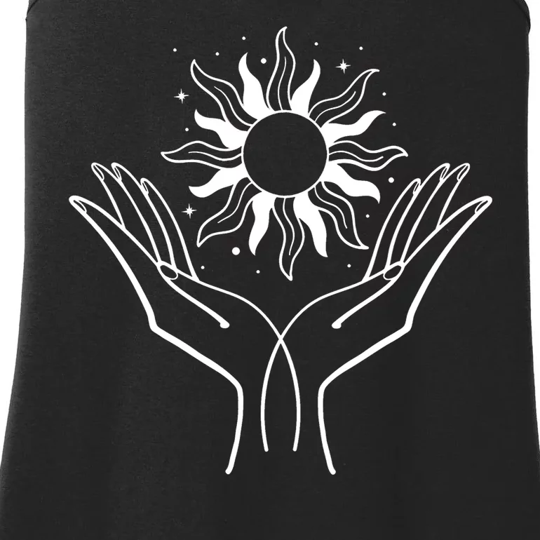 Boho Styled Hands Lifting Sun Spiritual Ladies Essential Tank