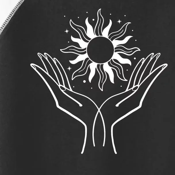 Boho Styled Hands Lifting Sun Spiritual Toddler Fine Jersey T-Shirt