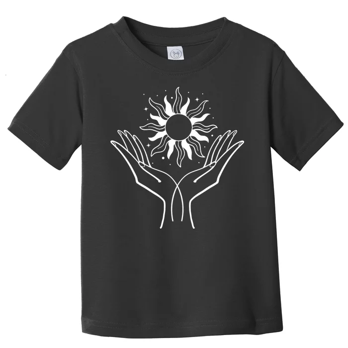 Boho Styled Hands Lifting Sun Spiritual Toddler T-Shirt