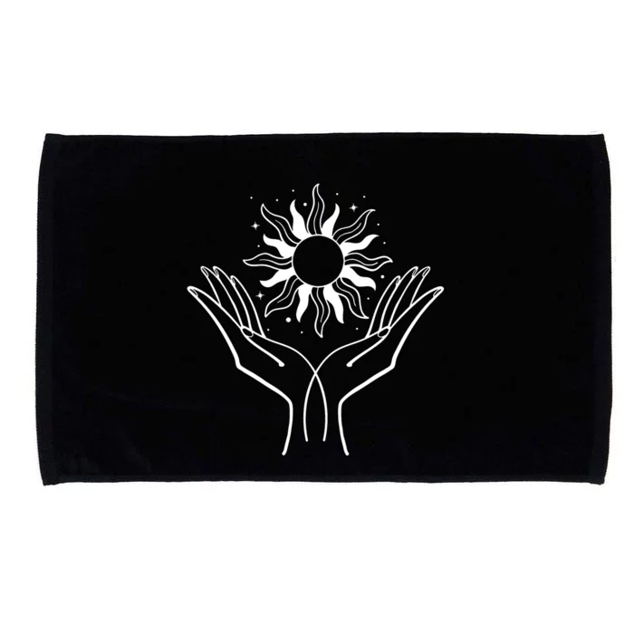 Boho Styled Hands Lifting Sun Spiritual Microfiber Hand Towel