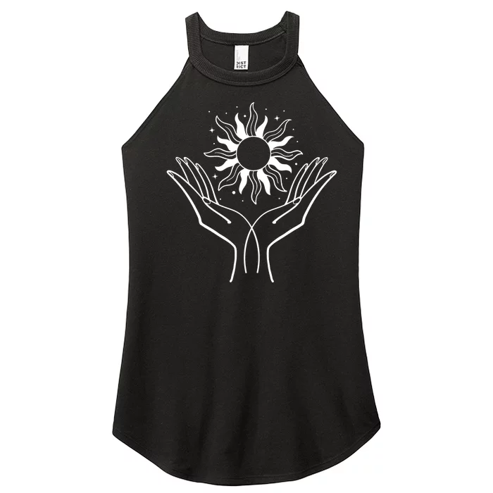 Boho Styled Hands Lifting Sun Spiritual Women’s Perfect Tri Rocker Tank