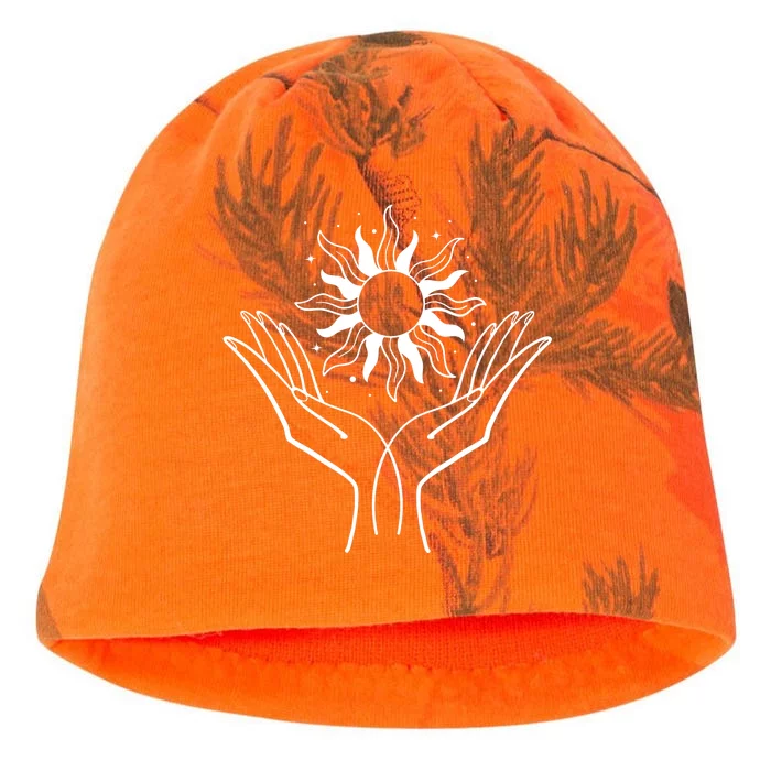 Boho Styled Hands Lifting Sun Spiritual Kati - Camo Knit Beanie