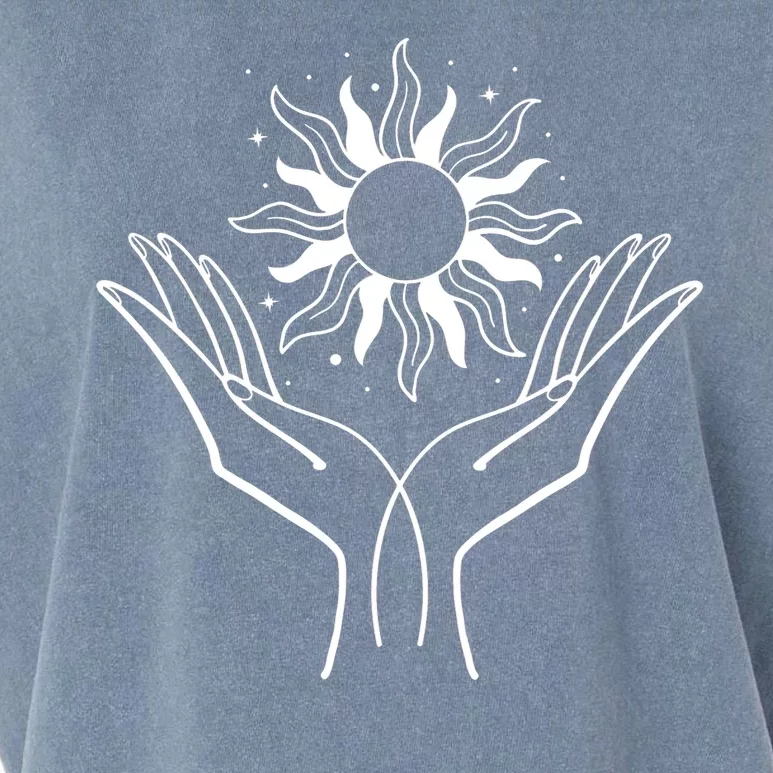 Boho Styled Hands Lifting Sun Spiritual Garment-Dyed Women's Muscle Tee