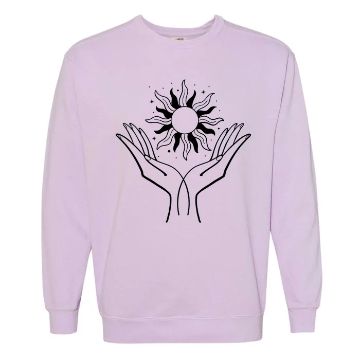 Boho Styled Hands Lifting Sun Spiritual Garment-Dyed Sweatshirt