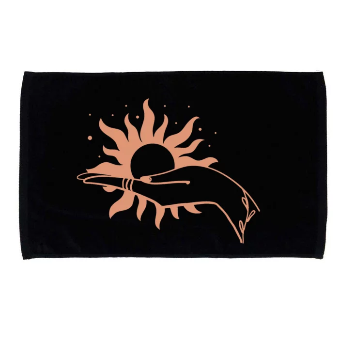 Boho Styled Open Palm Sun In Hand Microfiber Hand Towel