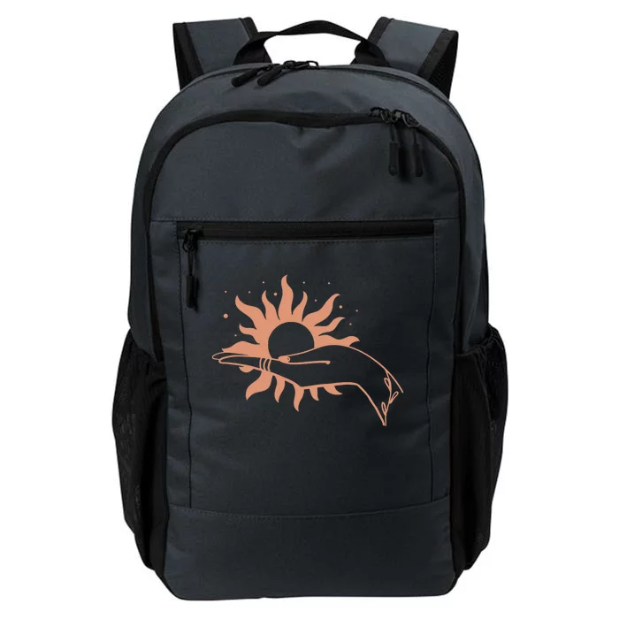 Boho Styled Open Palm Sun In Hand Daily Commute Backpack