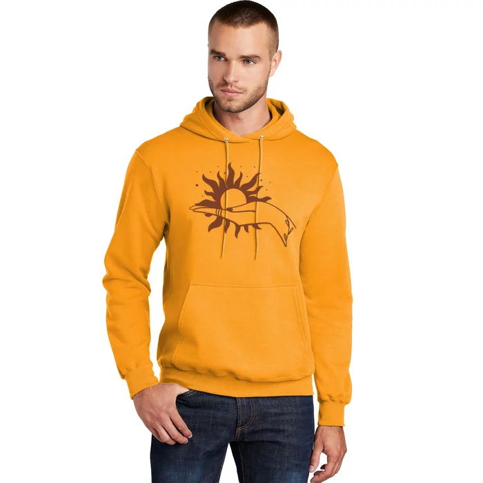 Boho Styled Open Palm Sun In Hand Hoodie