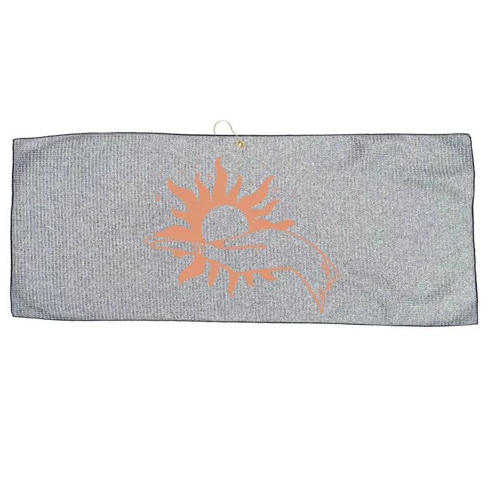 Boho Styled Open Palm Sun In Hand Large Microfiber Waffle Golf Towel