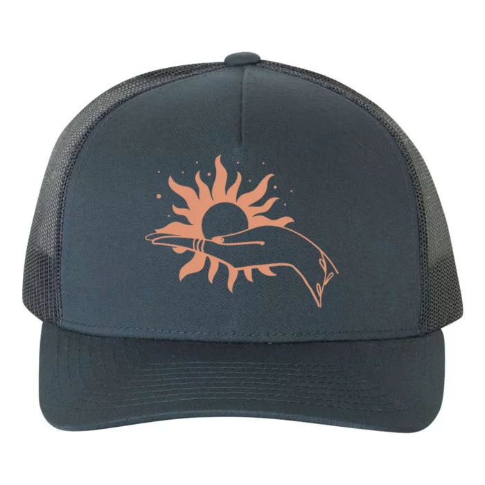 Boho Styled Open Palm Sun In Hand Yupoong Adult 5-Panel Trucker Hat