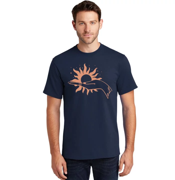 Boho Styled Open Palm Sun In Hand Tall T-Shirt