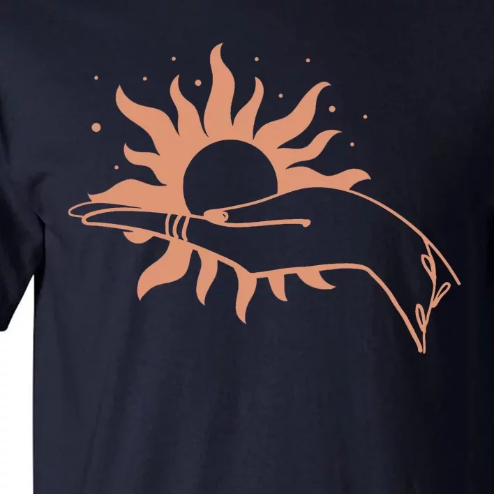 Boho Styled Open Palm Sun In Hand Tall T-Shirt