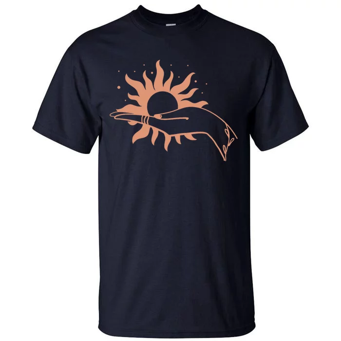 Boho Styled Open Palm Sun In Hand Tall T-Shirt