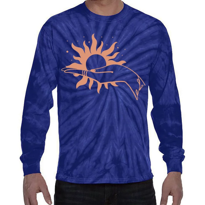 Boho Styled Open Palm Sun In Hand Tie-Dye Long Sleeve Shirt