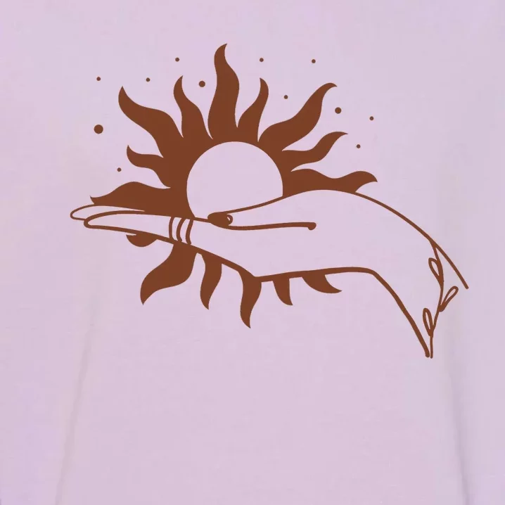 Boho Styled Open Palm Sun In Hand Garment-Dyed Sweatshirt