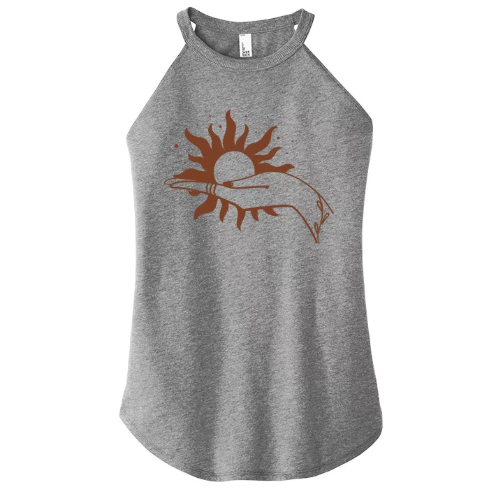 Boho Styled Open Palm Sun In Hand Women’s Perfect Tri Rocker Tank