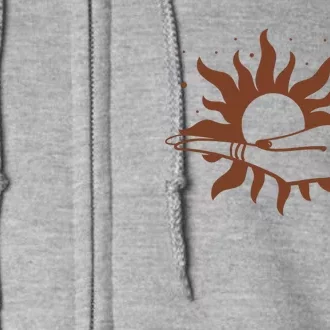 Boho Styled Open Palm Sun In Hand Full Zip Hoodie