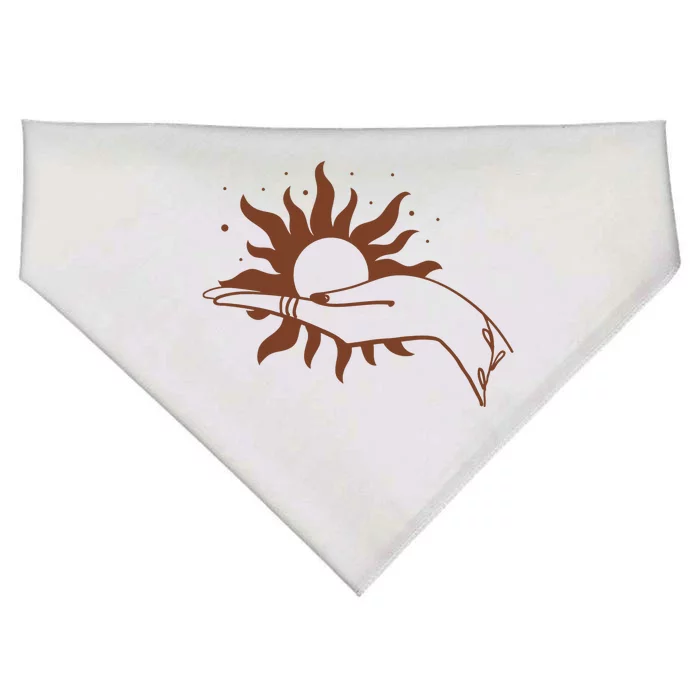 Boho Styled Open Palm Sun In Hand USA-Made Doggie Bandana