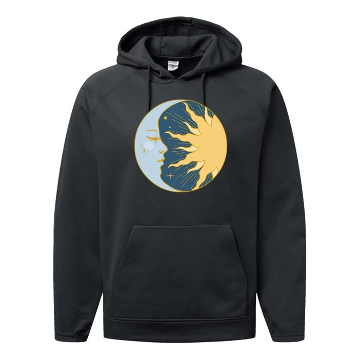 Boho Sun And Moon Performance Fleece Hoodie