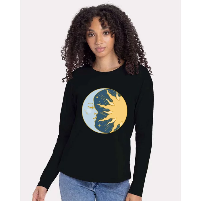 Boho Sun And Moon Womens Cotton Relaxed Long Sleeve T-Shirt