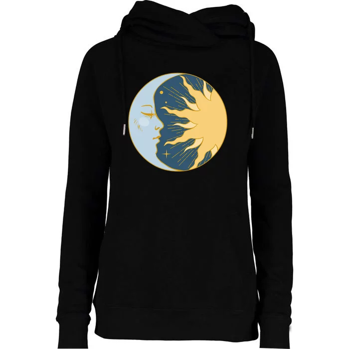 Boho Sun And Moon Womens Funnel Neck Pullover Hood