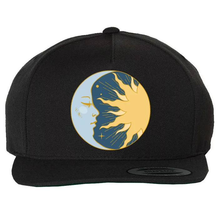 Boho Sun And Moon Wool Snapback Cap