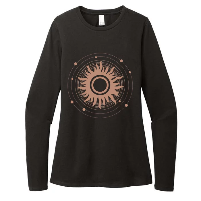 Boho Sun Illustration Womens CVC Long Sleeve Shirt