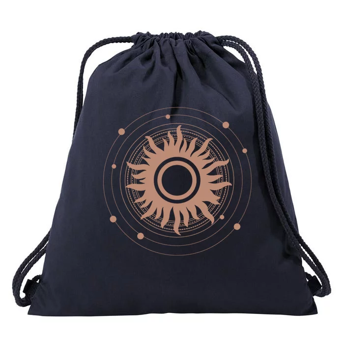 Boho Sun Illustration Drawstring Bag