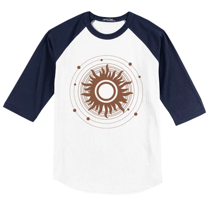 Boho Sun Illustration Baseball Sleeve Shirt