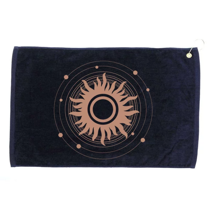 Boho Sun Illustration Grommeted Golf Towel