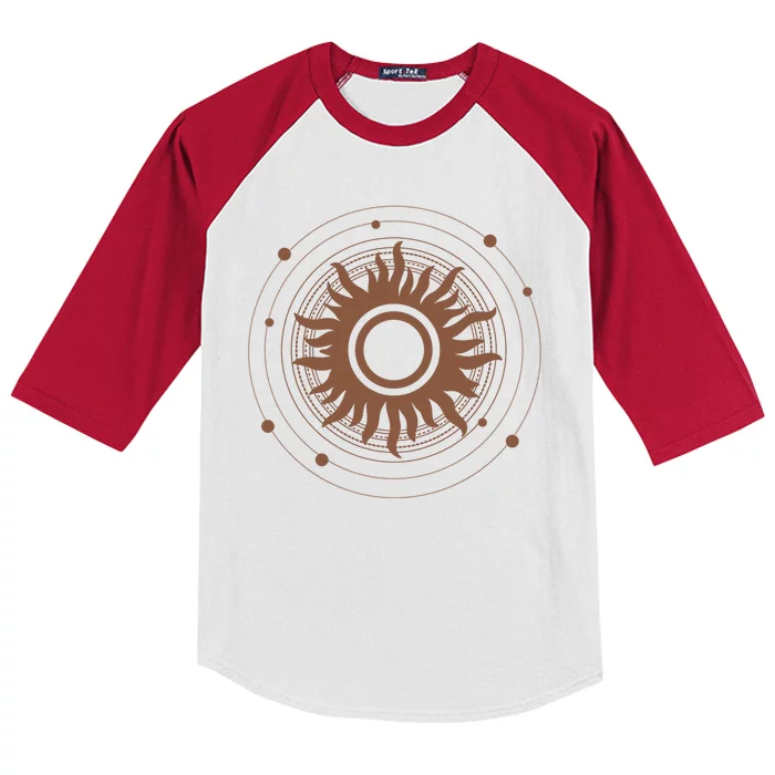 Boho Sun Illustration Kids Colorblock Raglan Jersey